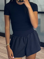 Aura Ribbed Flex Tee | Black