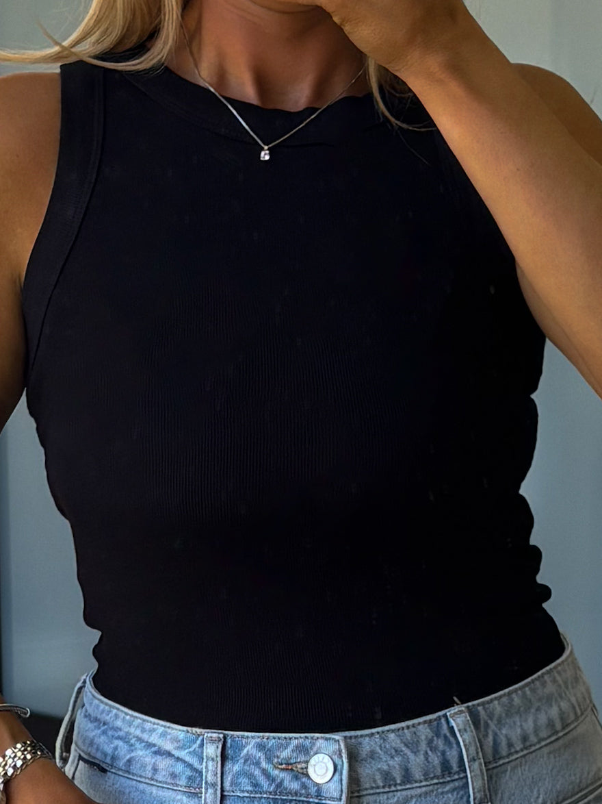 Essential Ribbed Tank | Black | +Plus Available
