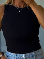 Essential Ribbed Tank | Black | +Plus Available