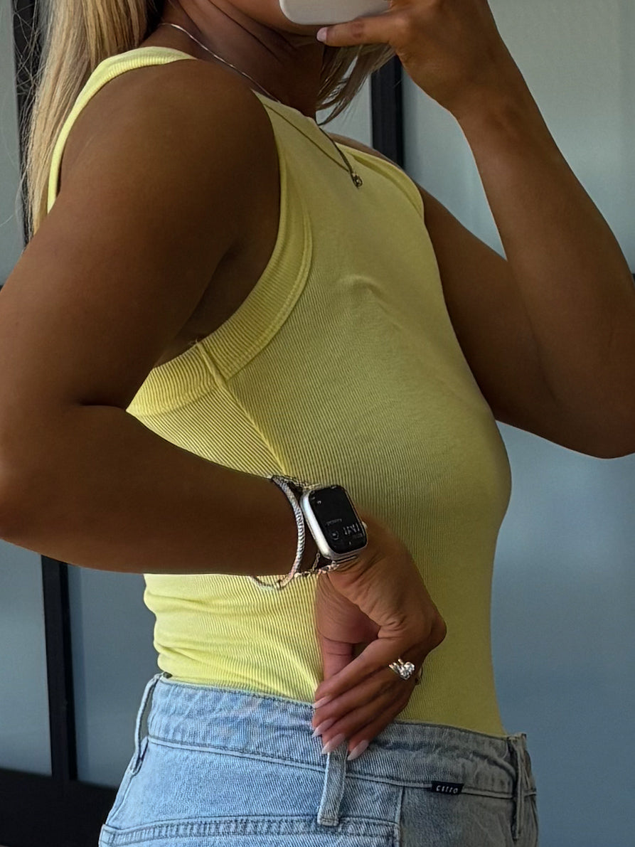 Essential Ribbed Tank | Lemon | +Plus Available | RESTOCK