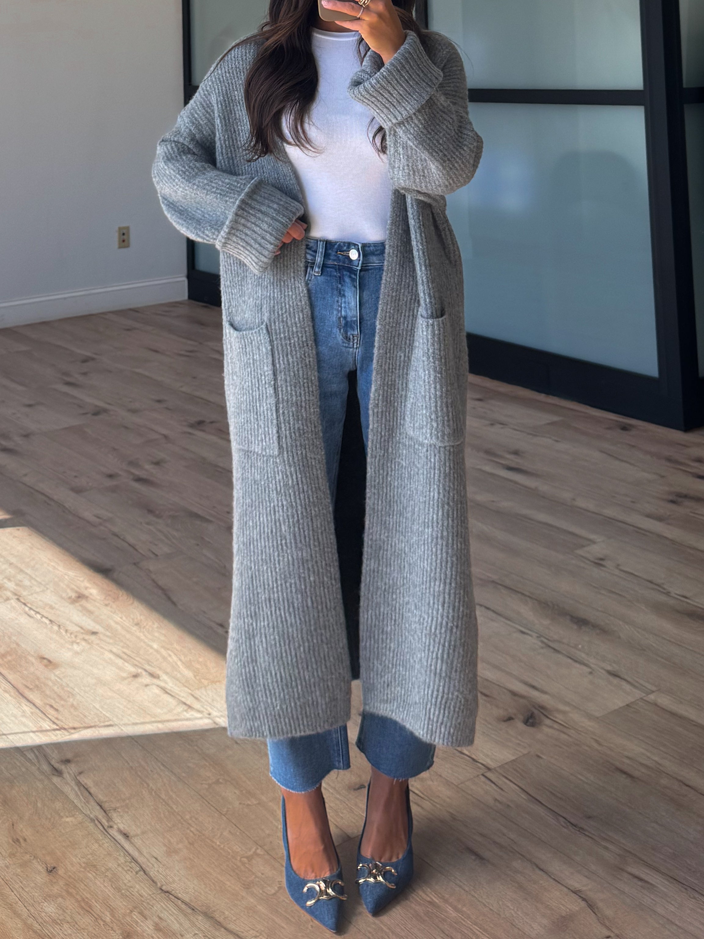 Beckett Longline Cardigan | Grey | +Plus Available