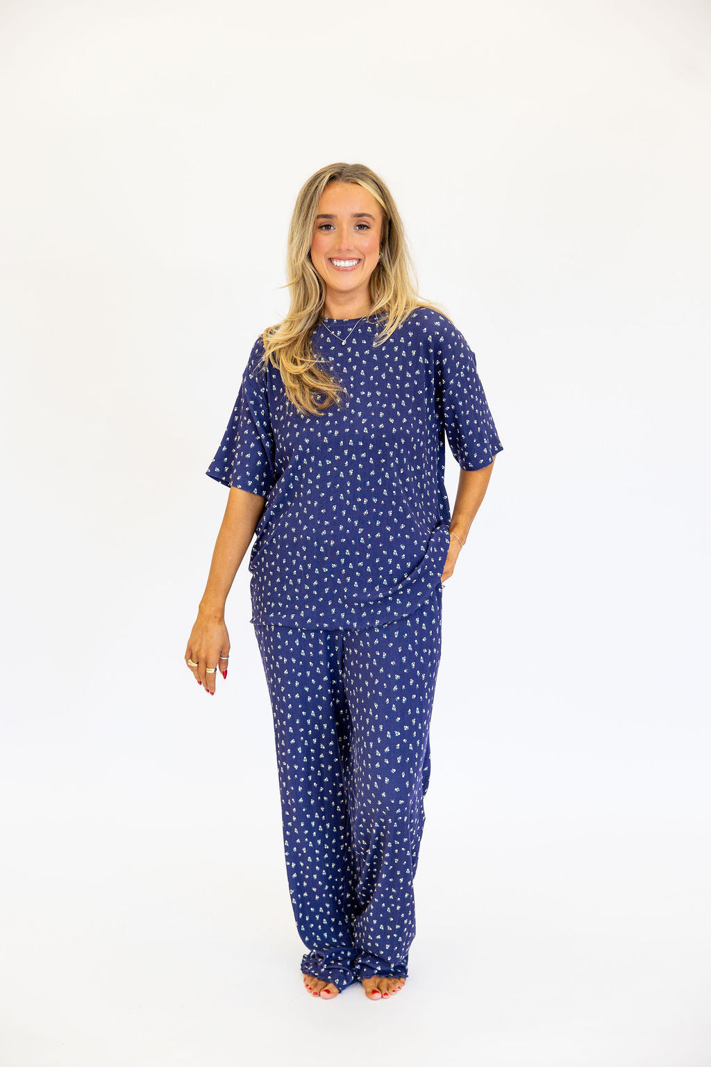 Bamboo Pointelle Women's Lounge Pants | Navy | +Plus Available