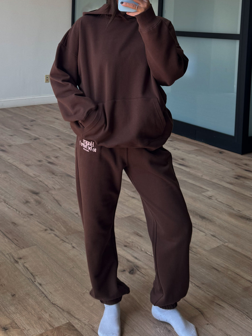 "Happy To Be Here!" Lounge Set | Chocolate