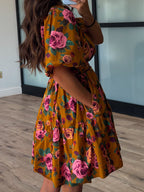 Camellia Belted Dress | Golden Bloom