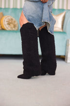 Sherpa Knee-High Foldover Boots | Black | FINAL SALE