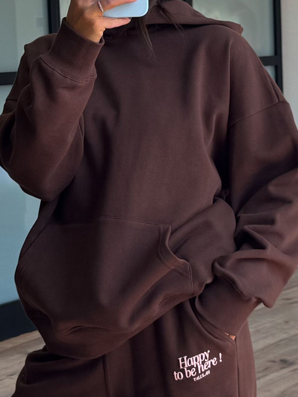 "Happy To Be Here!" Lounge Set | Chocolate