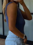 Essential Ribbed Tank | Navy | +Plus Available