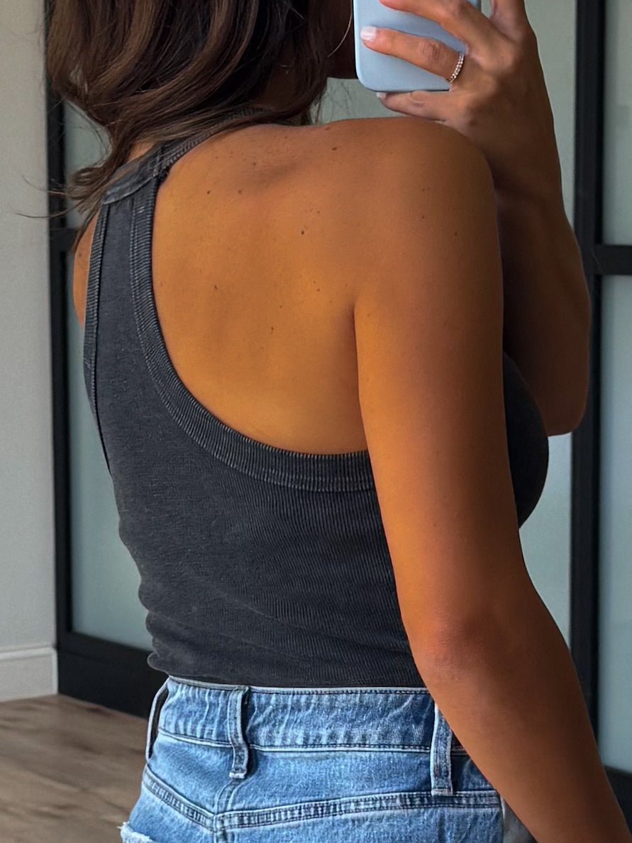 Mineral Mist Ribbed Tank | Black | RESTOCK