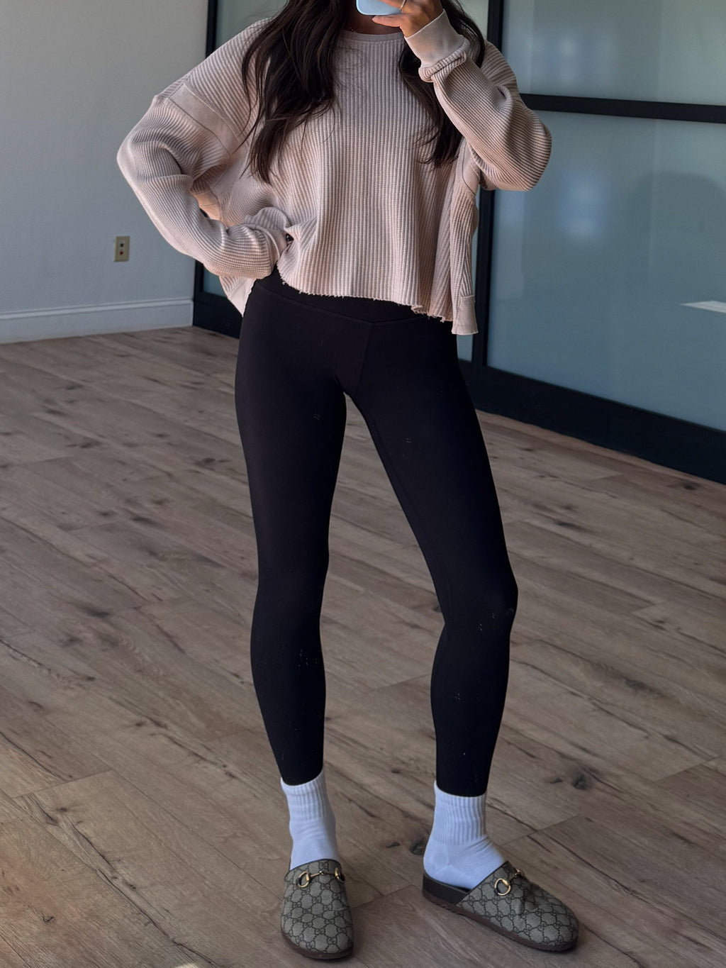 Kyla Thermal Open Back Top | Sand