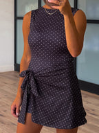Polka Dot Active Wrap Romper | Black