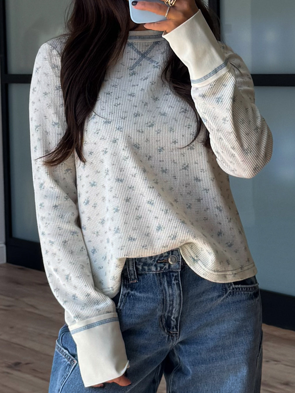 Blue Thistle Thermal Knit Top | +Plus Available