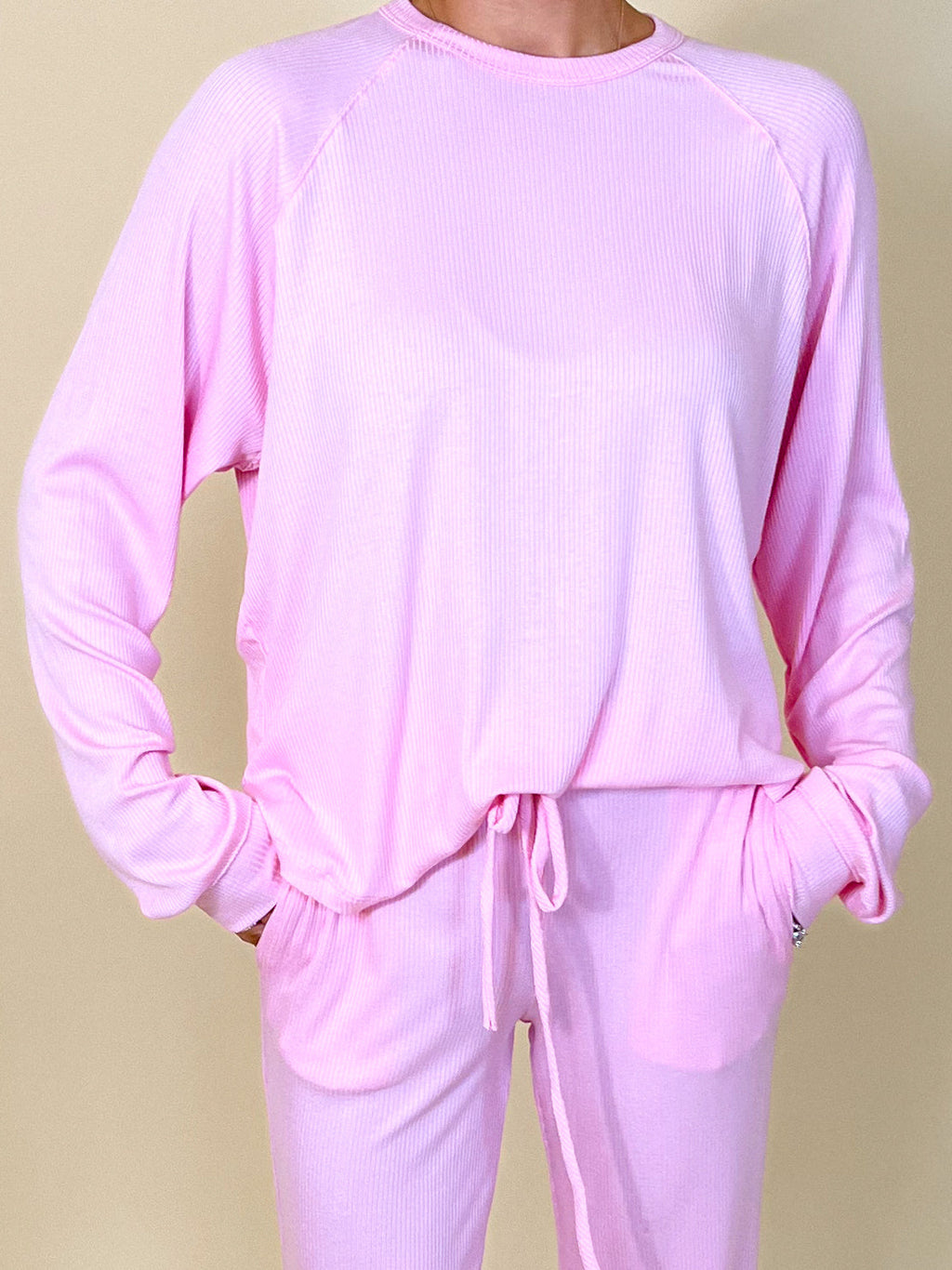 Downtime Ribbed Raglan Lounge Top | Bubblegum | +Plus Available | FINAL SALE