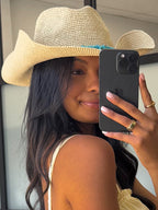 Turquoise Gem Raffia Western Hat