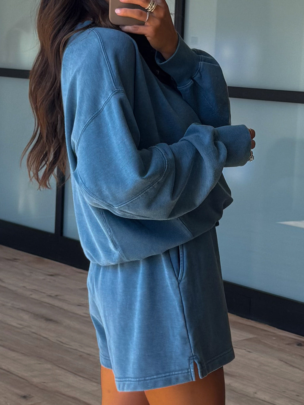 Stone Fade Terry Knit Set | Stormy Blue