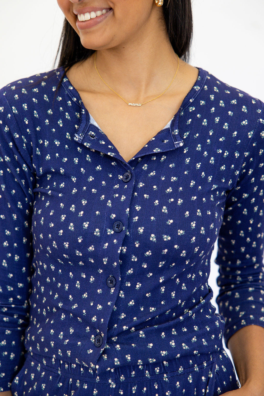 Bamboo Pointelle Women's Cardigan | Navy | +Plus Available