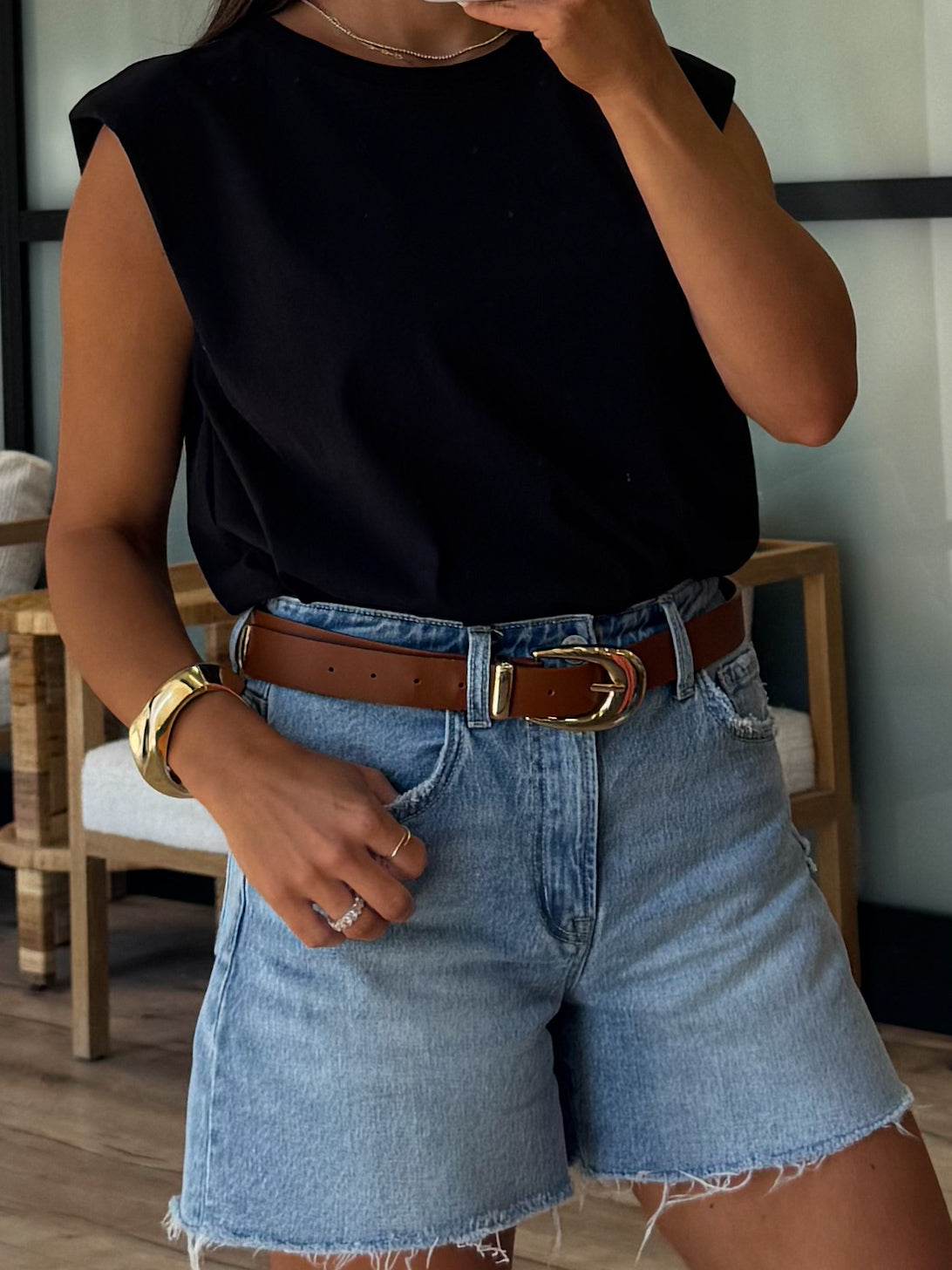 Refined Padded Muscle Tee | Black