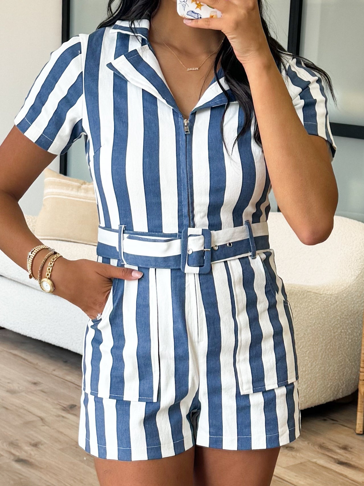Rebel Striped Romper | Navy | FINAL SALE