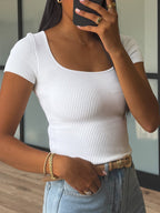 Kami Squareneck Short Sleeve Top | White | FINAL SALE