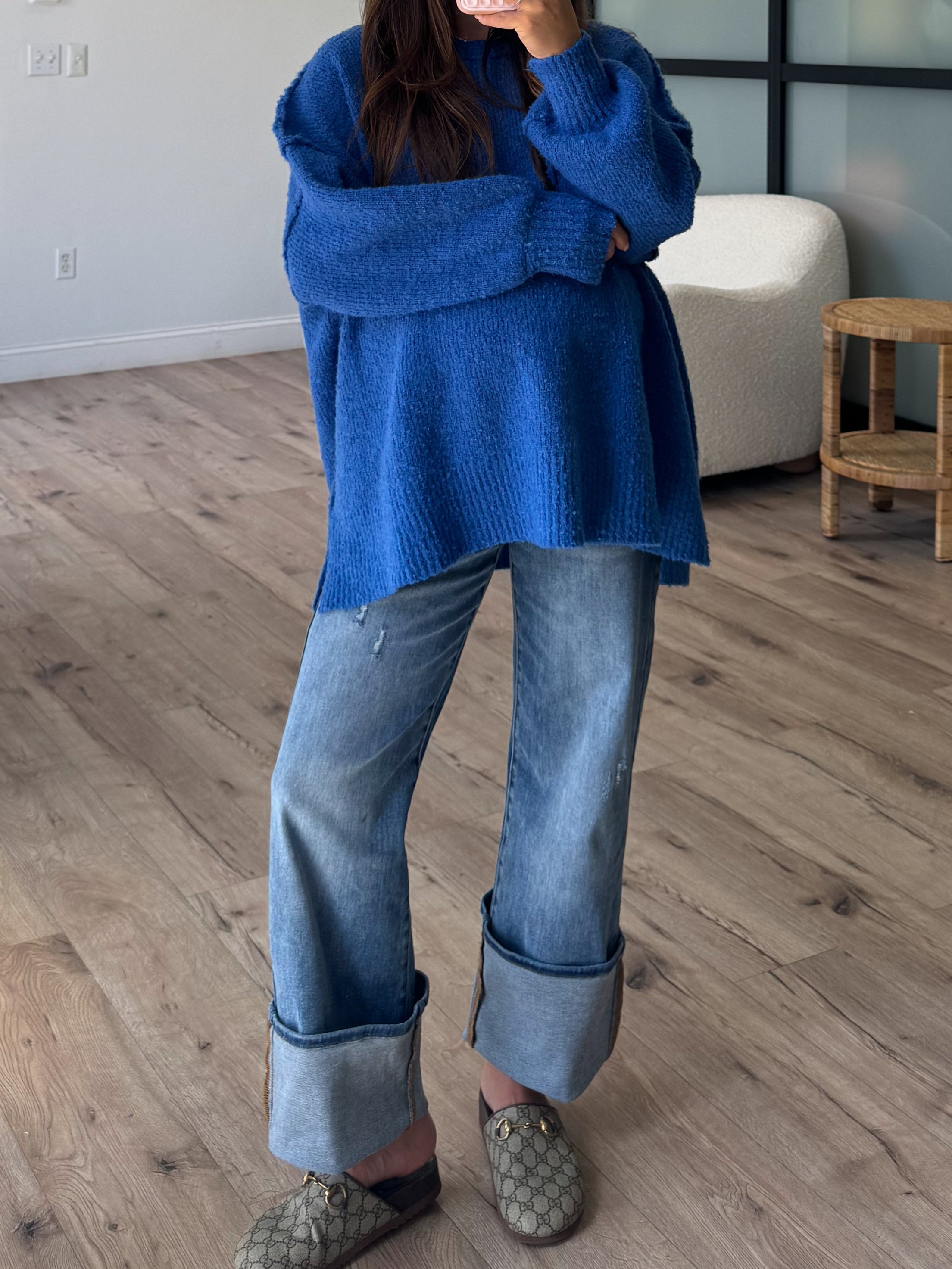 Lev Textured Sweater | Cobalt | +Plus Available | RESTOCK