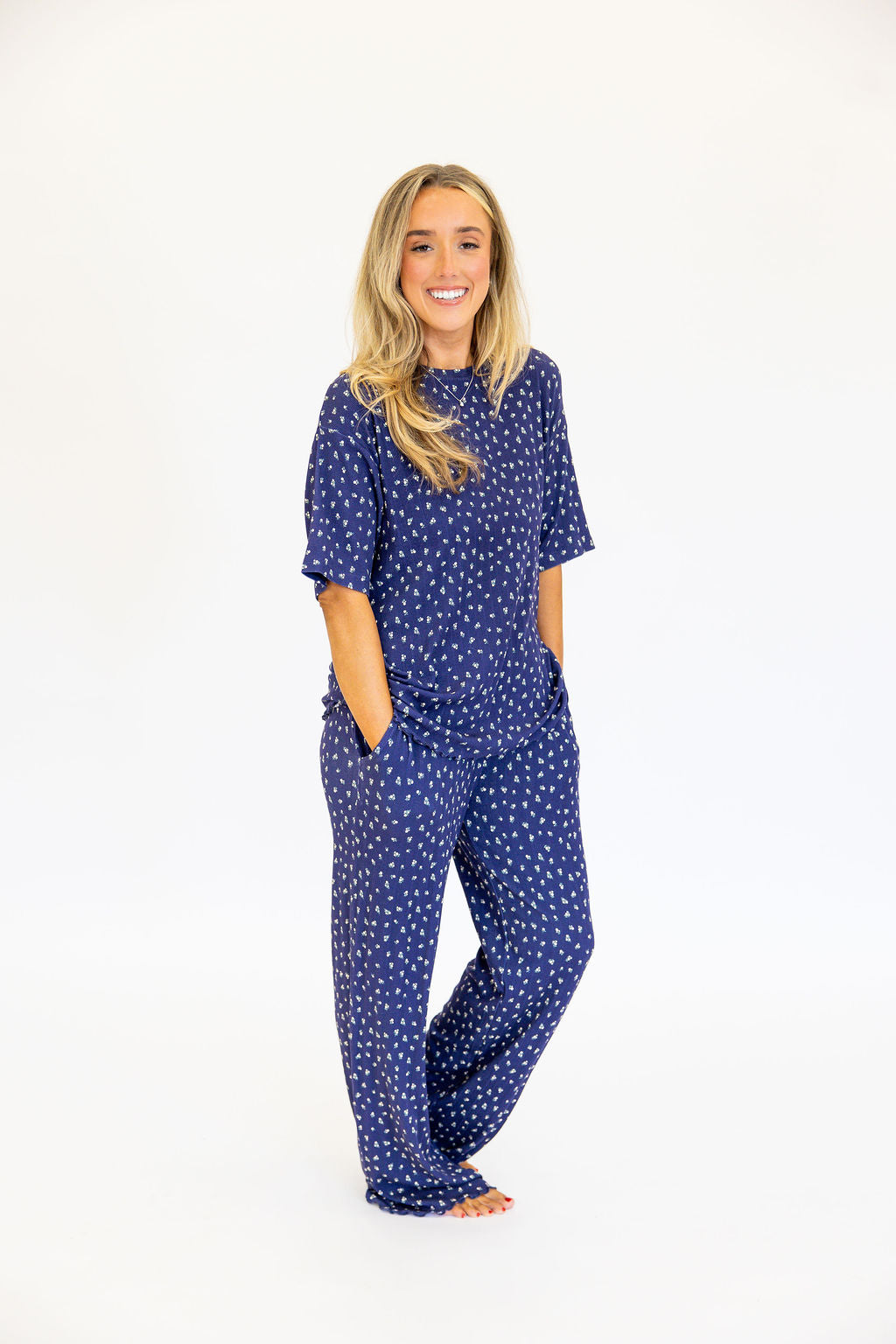 Bamboo Pointelle Women's Lounge Pants | Navy | +Plus Available
