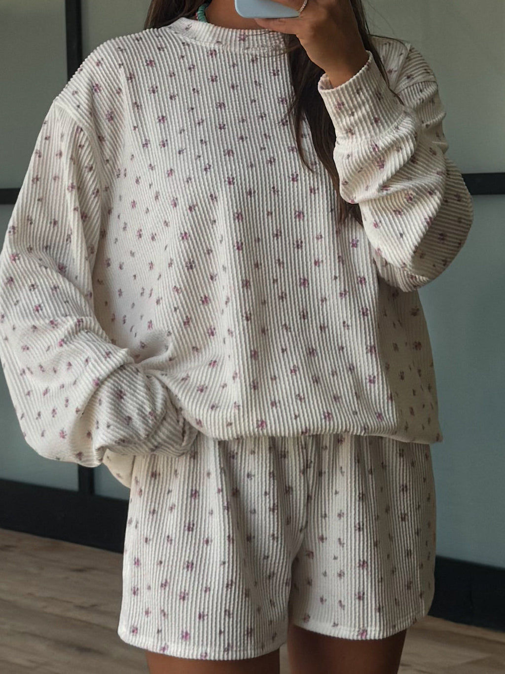 Southern Peony Ribbed Shorts