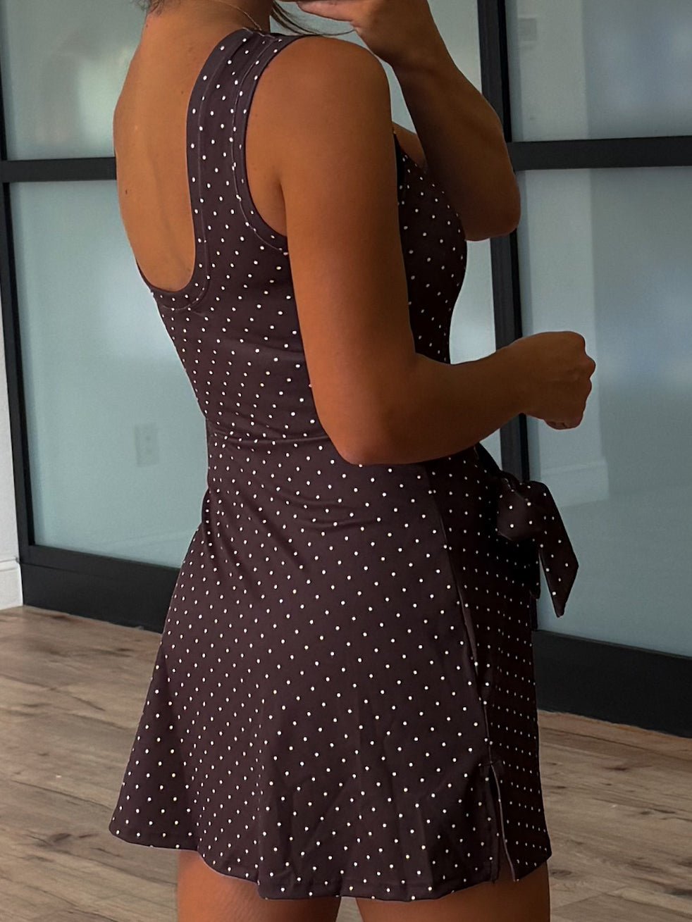 Polka Dot Active Wrap Romper | Chocolate