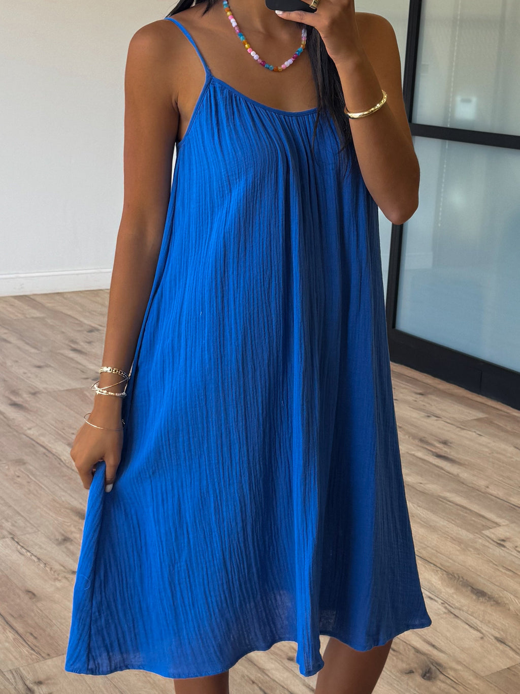 Callie Cotton Gauze Midi Dress | Cobalt | FINAL SALE