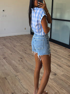 Gingham Basket Top | Light Blue