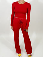Downtime Ribbed Lounge Pants | Cherry | +Plus Available | FINAL SALE