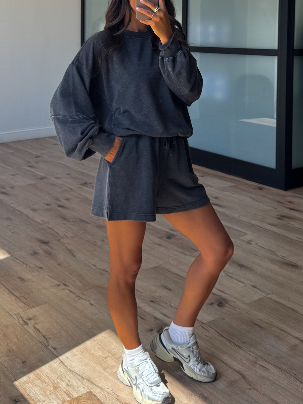 Stone Fade Terry Knit Set | Black