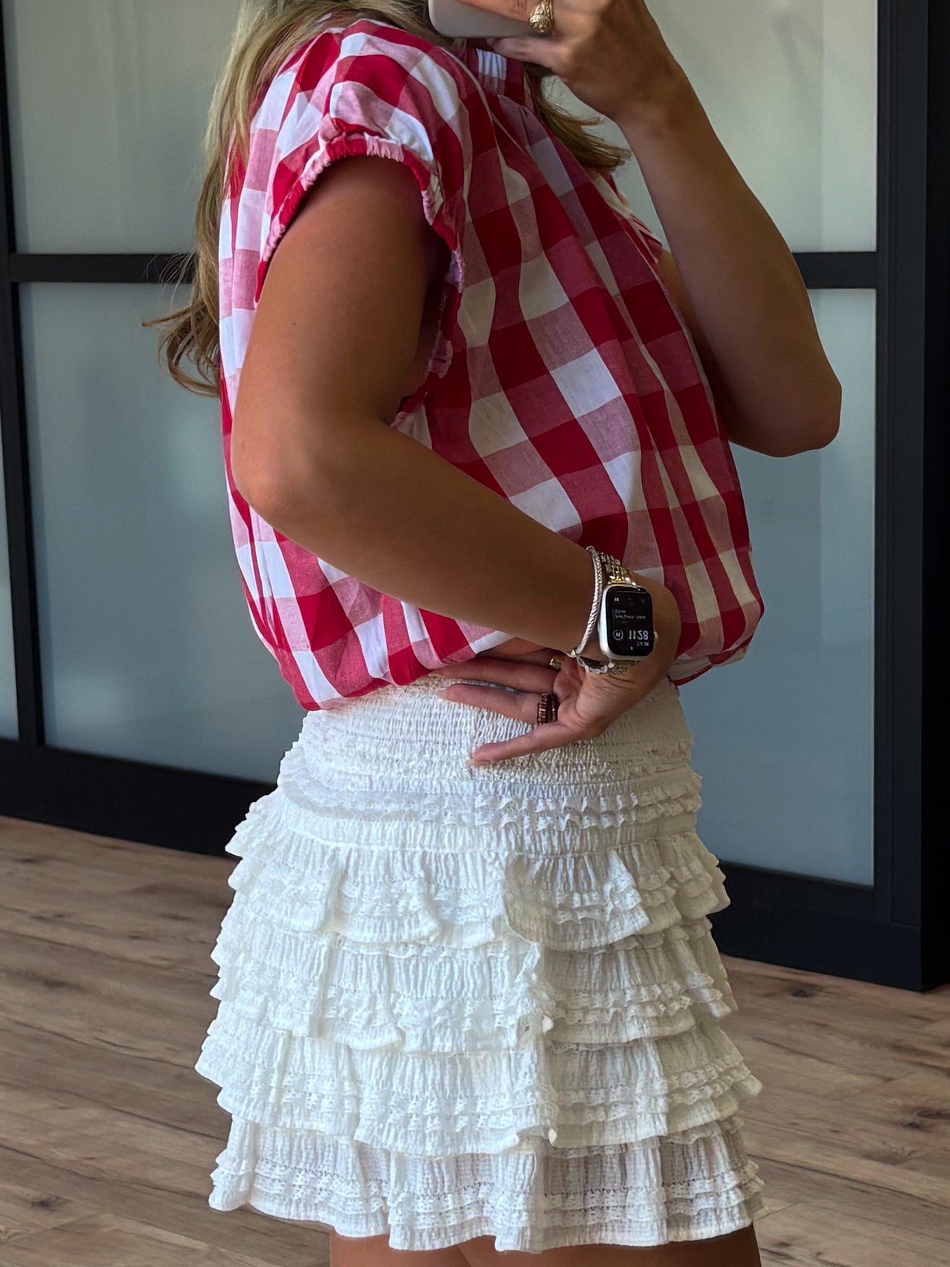 Gingham Basket Top | Red