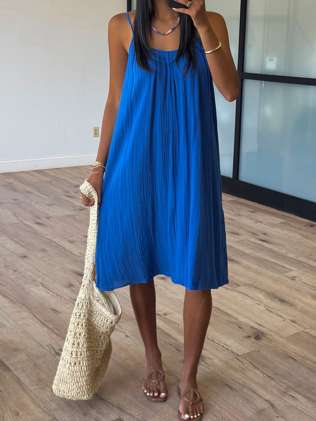 Callie Cotton Gauze Midi Dress | Cobalt | FINAL SALE