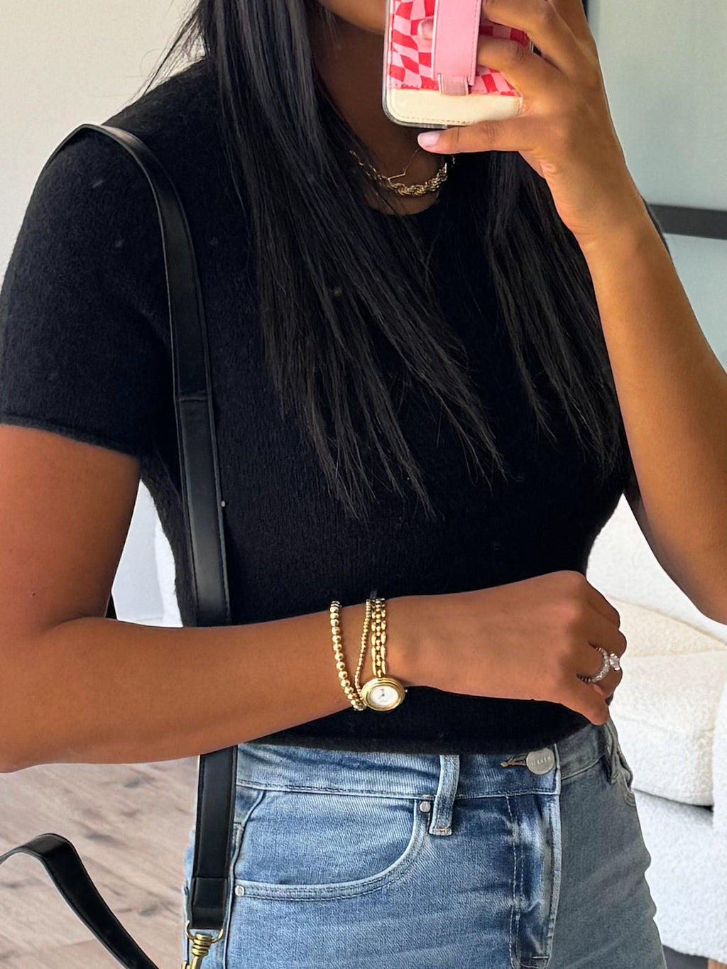 Hayleigh Crop Sweater Tee | Black | FINAL SALE