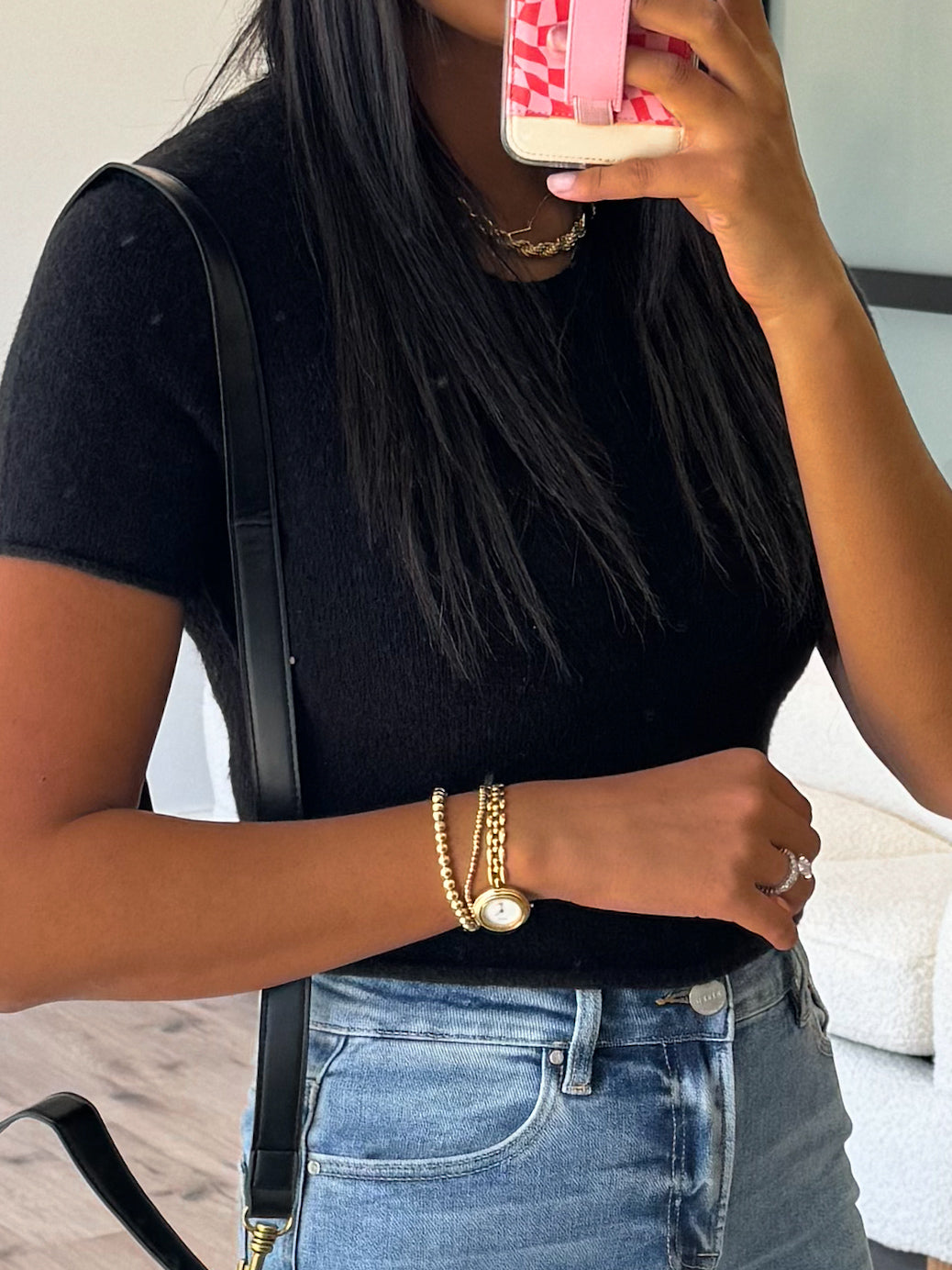 Hayleigh Crop Sweater Tee | Black | FINAL SALE