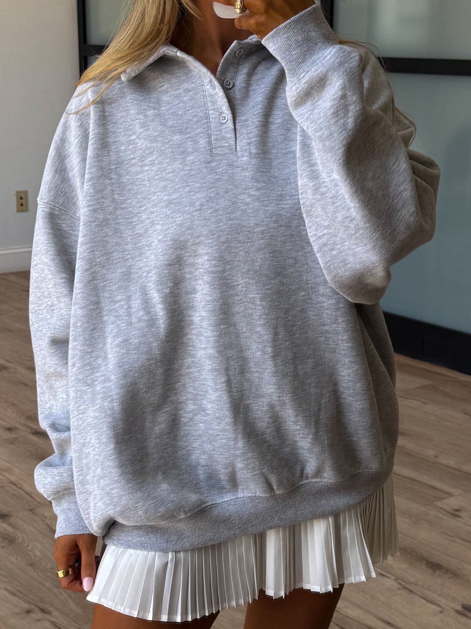 Astor Polo Henley Pullover | Heather Grey