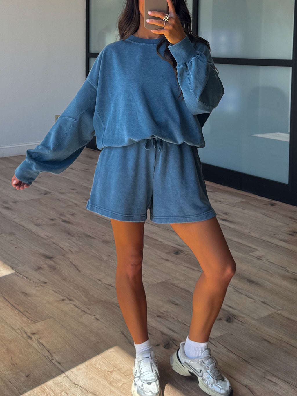 Stone Fade Terry Knit Set | Stormy Blue