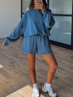 Stone Fade Terry Knit Set | Stormy Blue