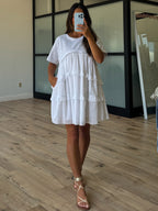 Nia Casual Layered Dress | Grey/White