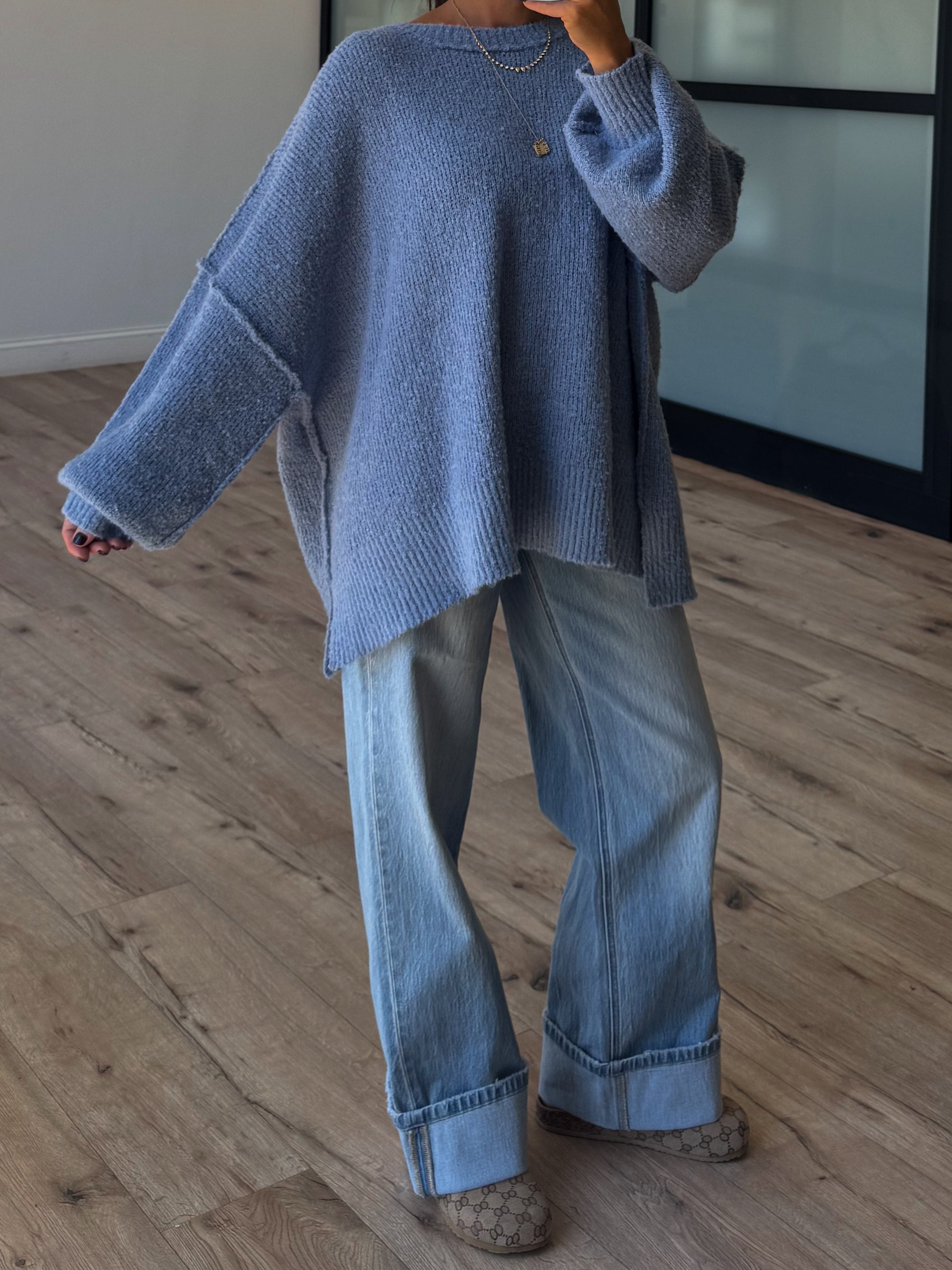 Lev Textured Sweater | Cornflower Blue | +Plus Available