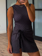 Polka Dot Active Wrap Romper | Black