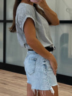 Mitchell Elastic Sleeve Tee | Grey