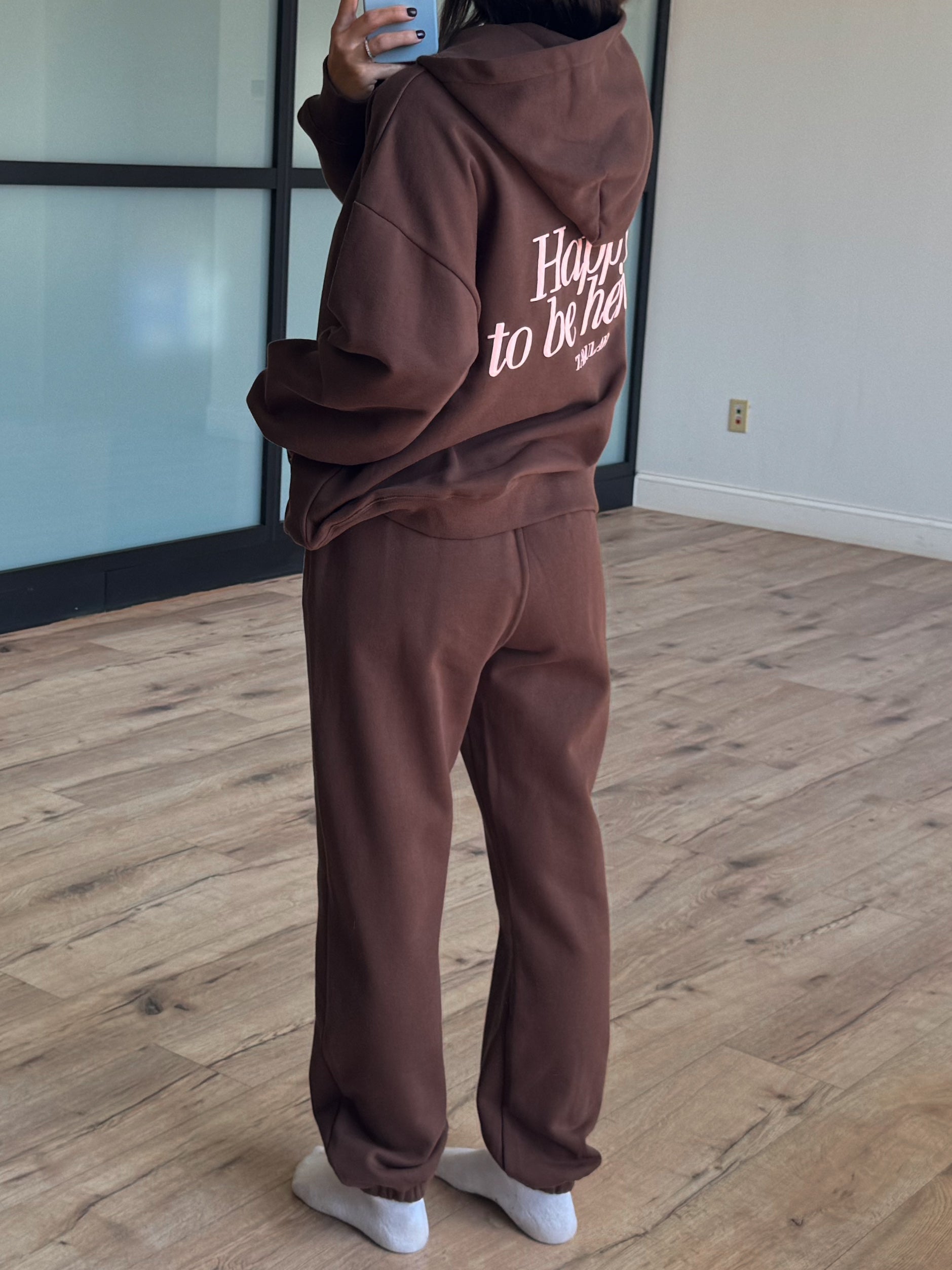 "Happy To Be Here!" Lounge Set | Chocolate