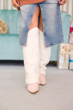 Sherpa Knee-High Foldover Boots | Cream | FINAL SALE