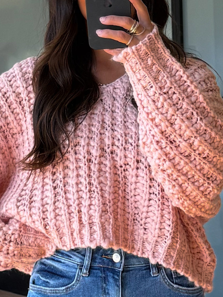 Dylan Chunky Knit Sweater | Blush