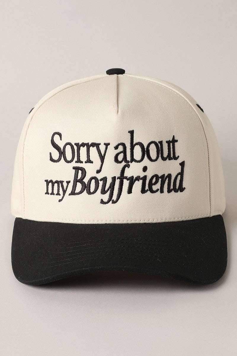 'Sorry About My Boyfriend' Canvas Cap | 2 Colors Available | FINAL SALE