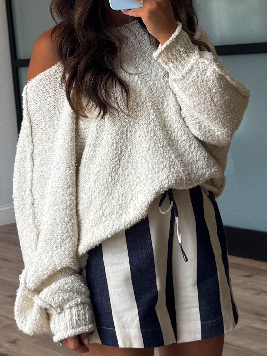 Drawstring Stripe Shorts | Navy