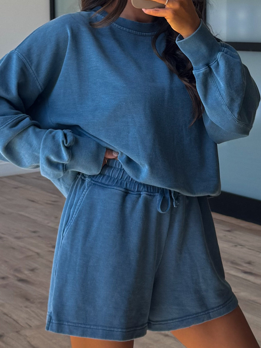 Stone Fade Terry Knit Set | Stormy Blue