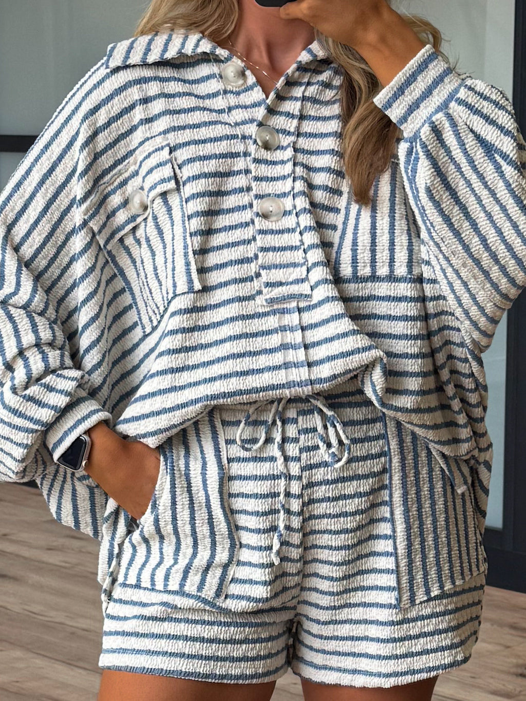 Lettie Lounge Shorts | Blue Stripe