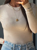 Essential Ribbed Long Sleeve | Bone | +Plus Available | RESTOCK