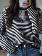 Isla Cardigan | Mini Striped Charcoal | RESTOCK